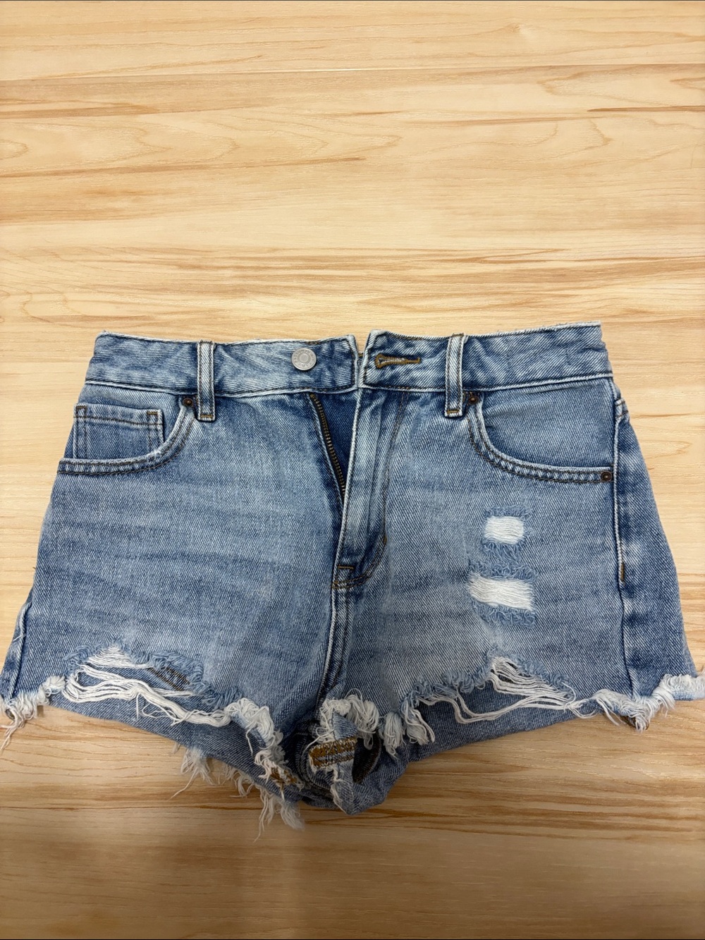 PacSun Light Blue Distressed Denim Cutoff Shorts
